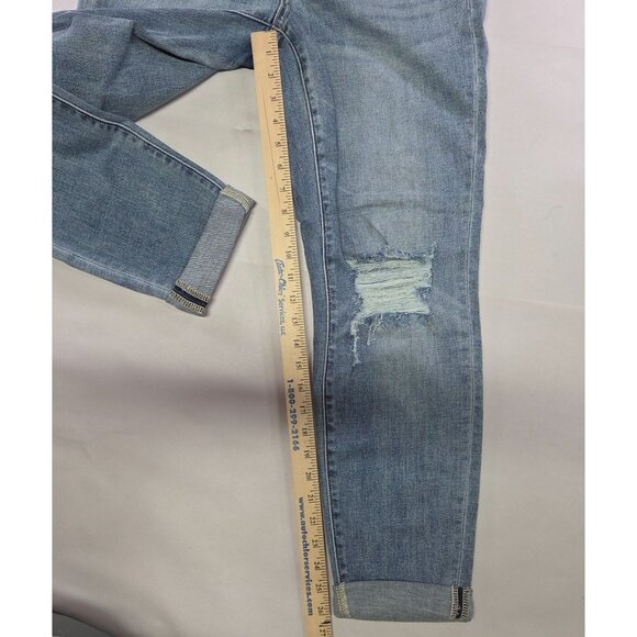 Judy Blue Boyfriend Fit Distressed Jeans Mid Rise Double Cuff Womens 5/27 New - Picture 9 of 13